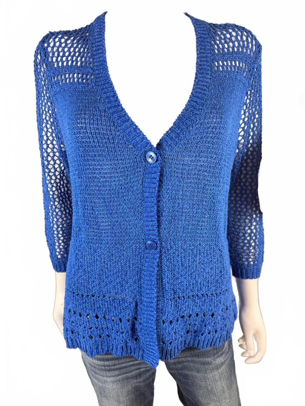 TanJay Petite Blue Knit Cardigan Sweater PM/M